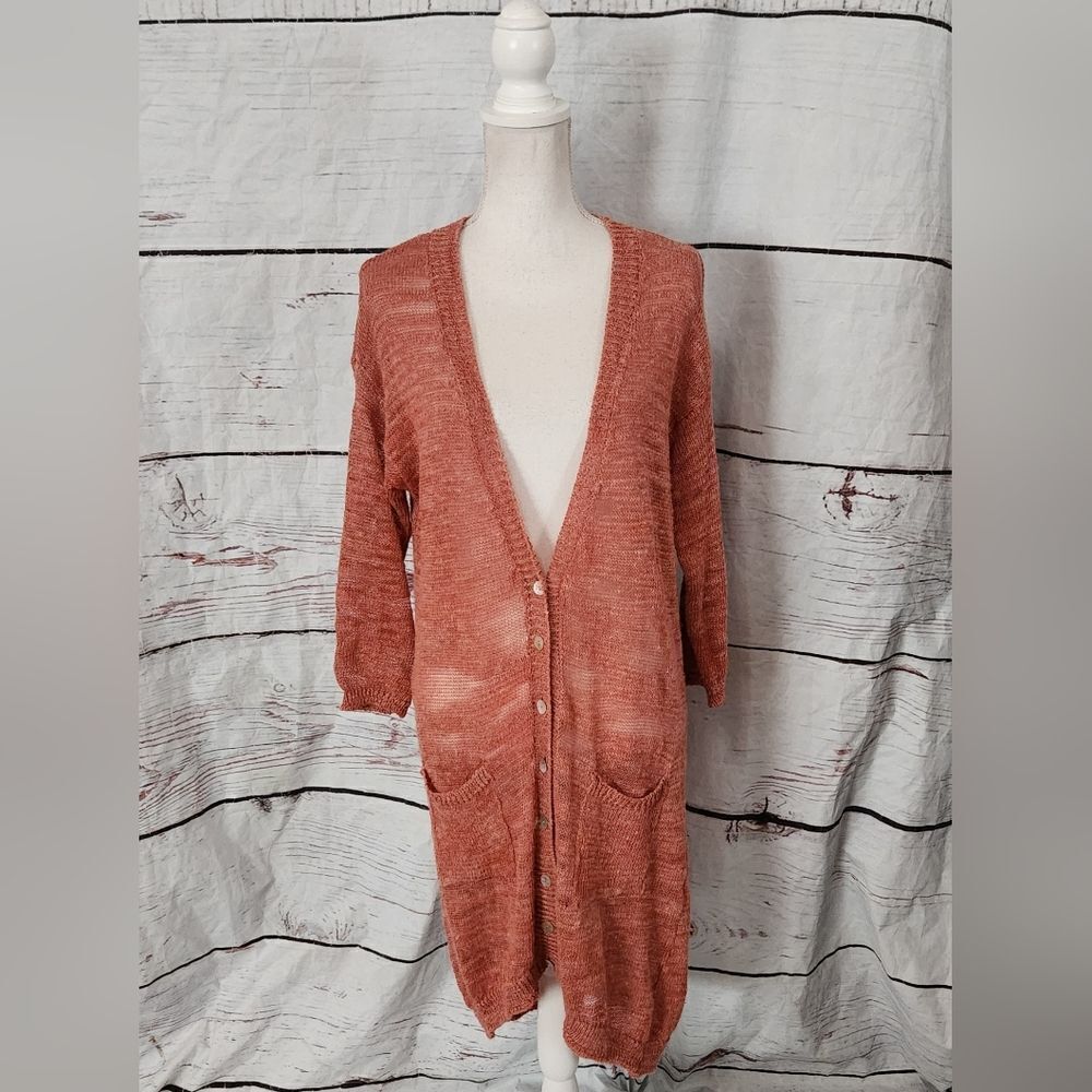 Anthropologie Moth Linen Blend Button Front Duster Size Medium